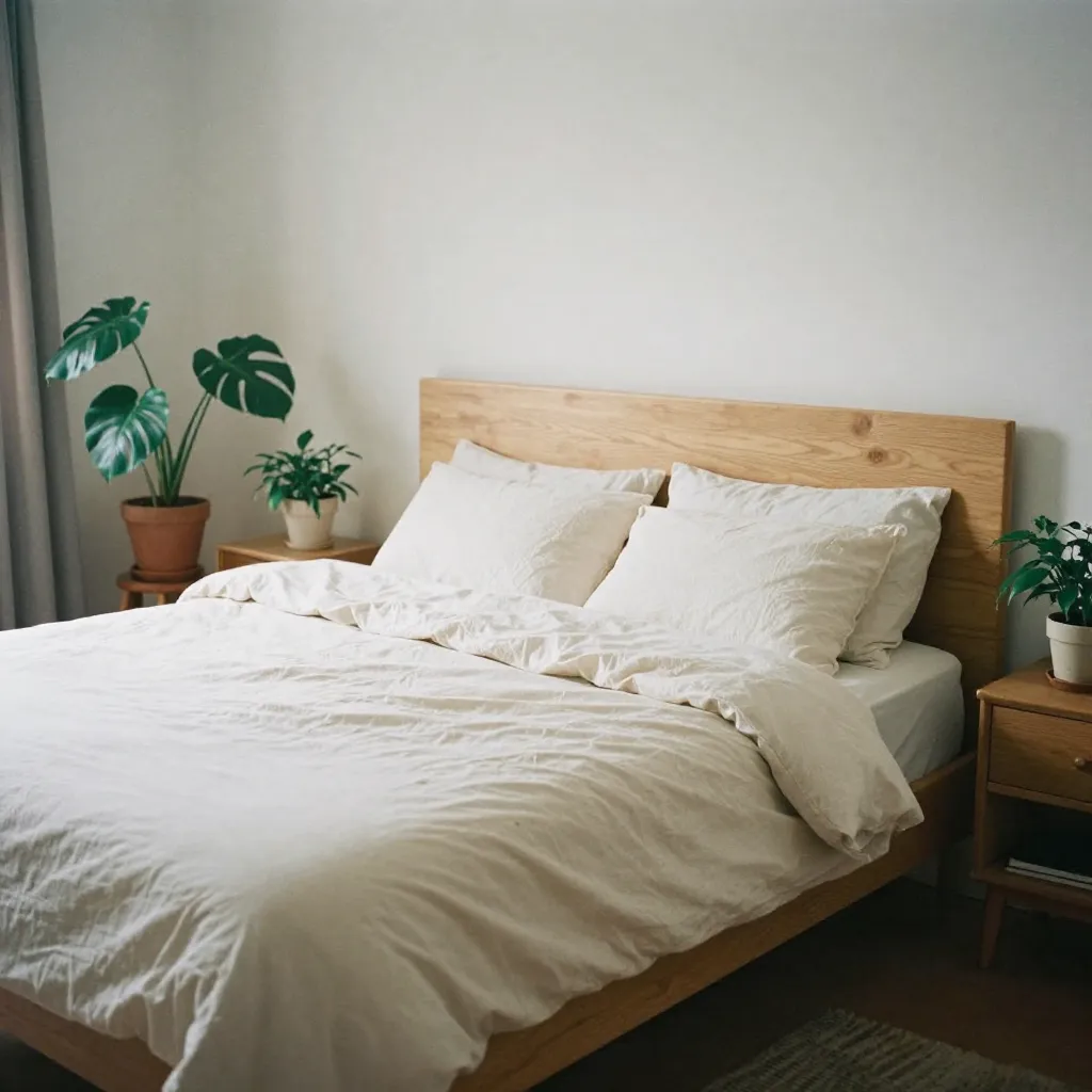Ekologinen makuuhuone luonnollisilla elementeillä